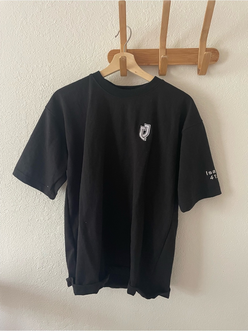 Jireh Men’s XS Isaiah 41:10 Black Oversized Thick Cotton Graphic T - Picture 2 of 5